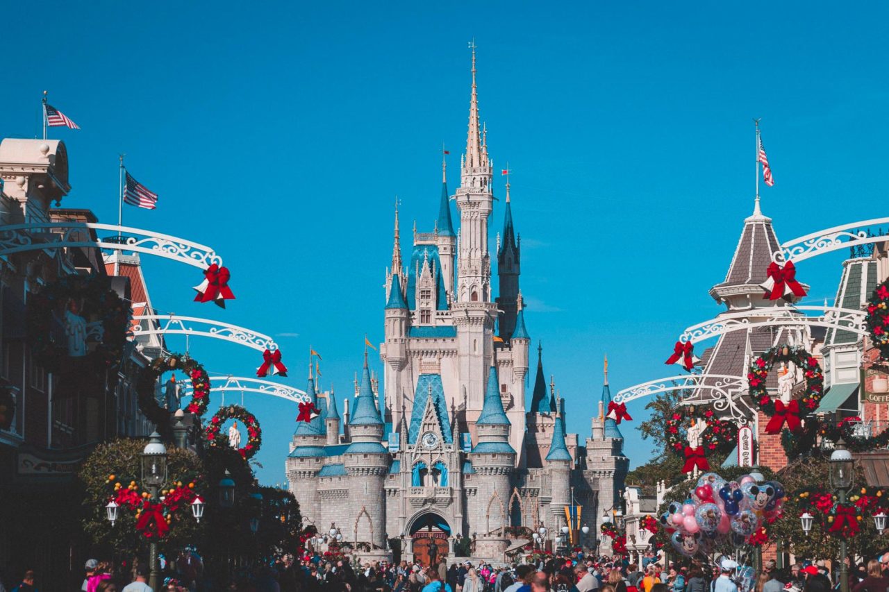 A picture of Christmas celebrations happening at Disney World, Orlando, FL.