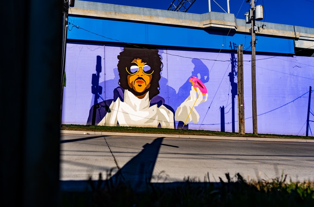 A wall mural legendary Prince.