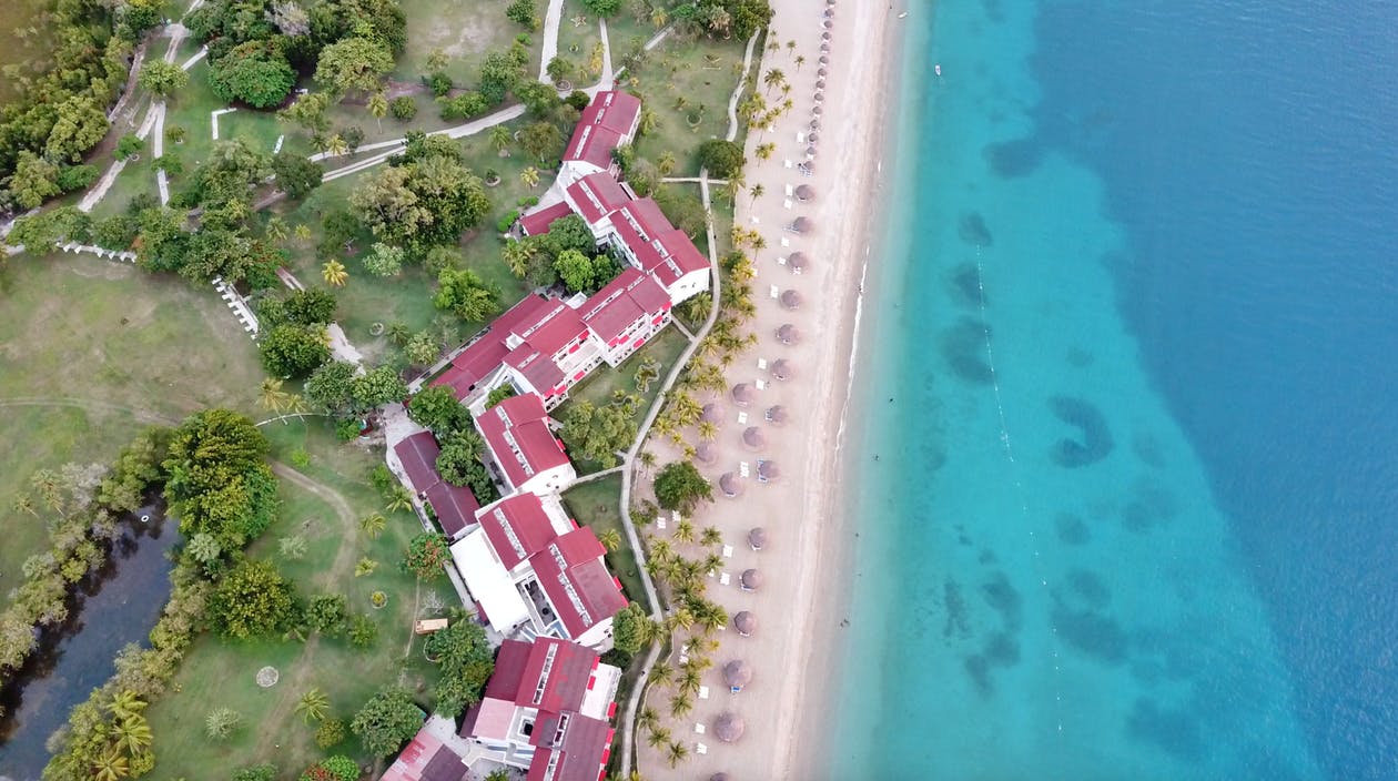 Houses near a beach in Haiti.