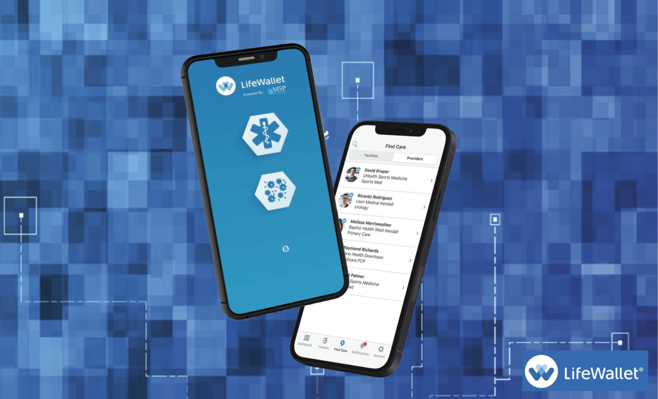 La pantalla de dos celulares con la a plicacion LifeWallet