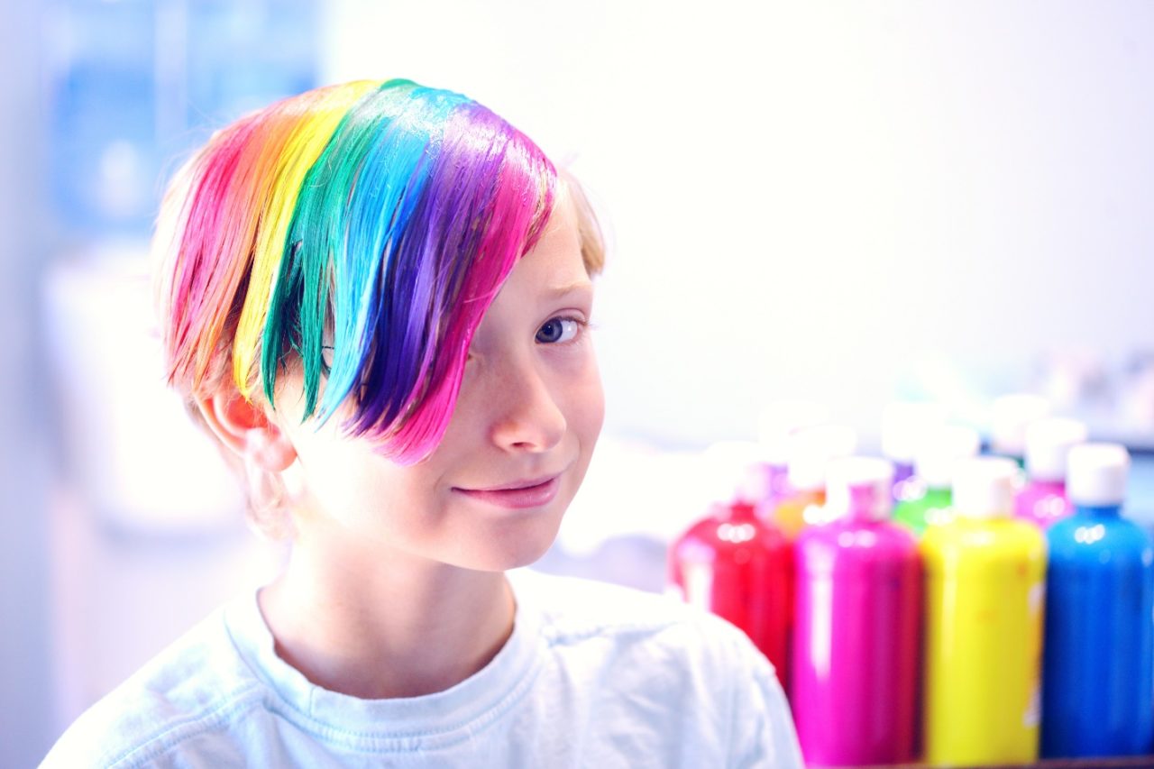 A kid with dyed hair