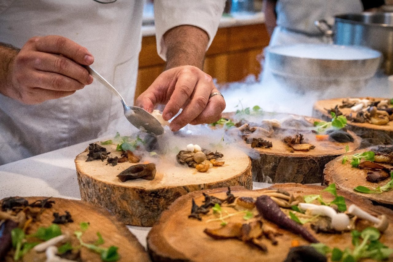 Close-up of a person preparing food
