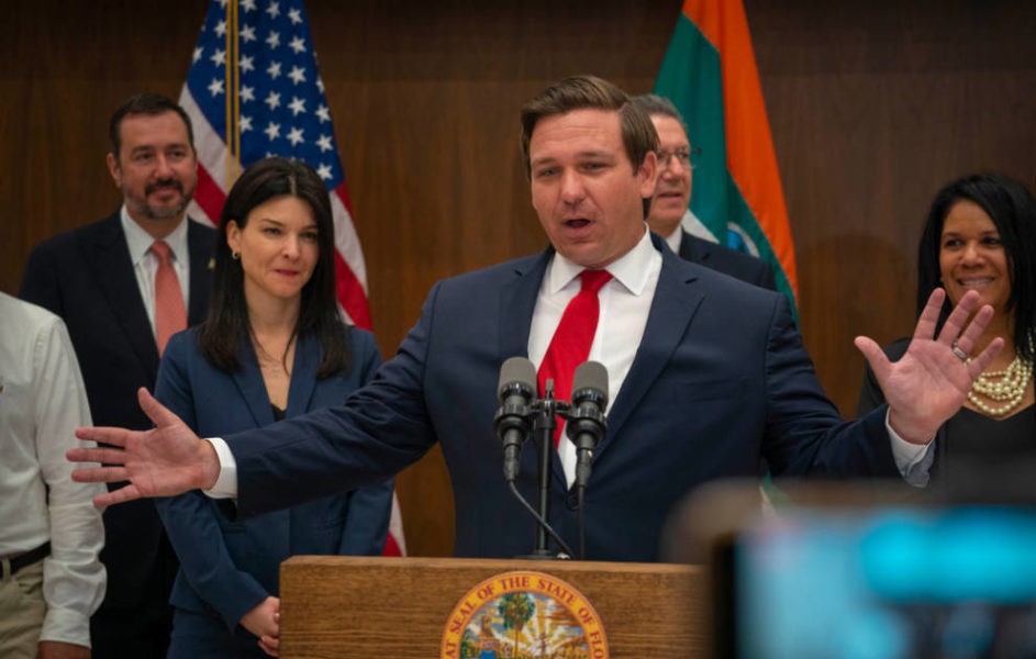 Governor Ron DeSantis addressing to Journalist