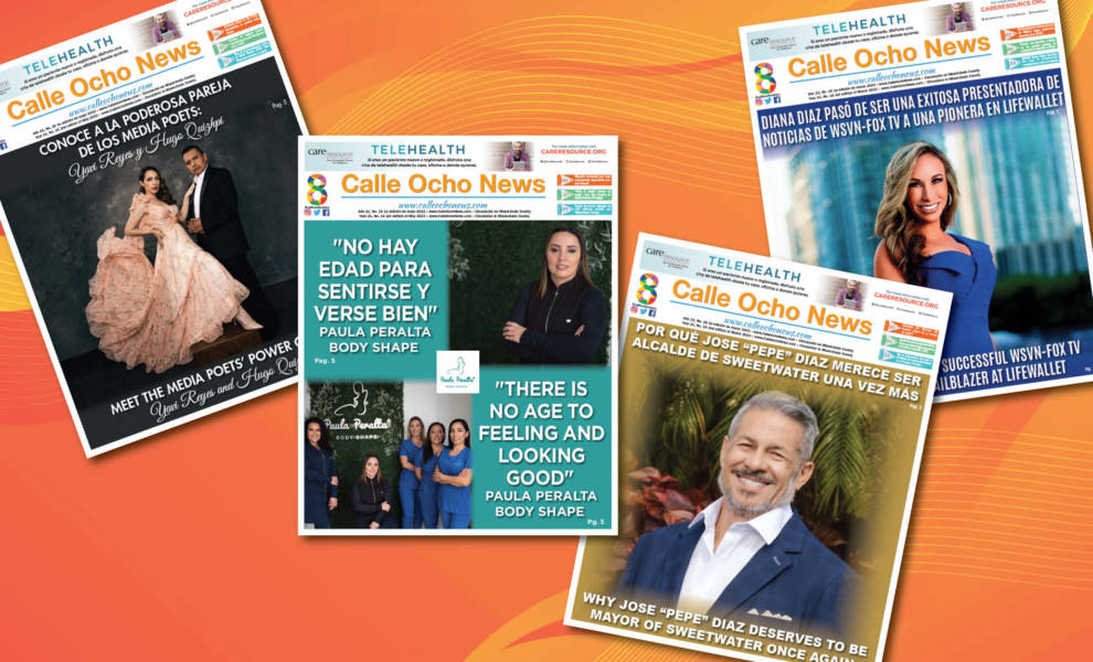 A stack of Calle Ocho News newspapers