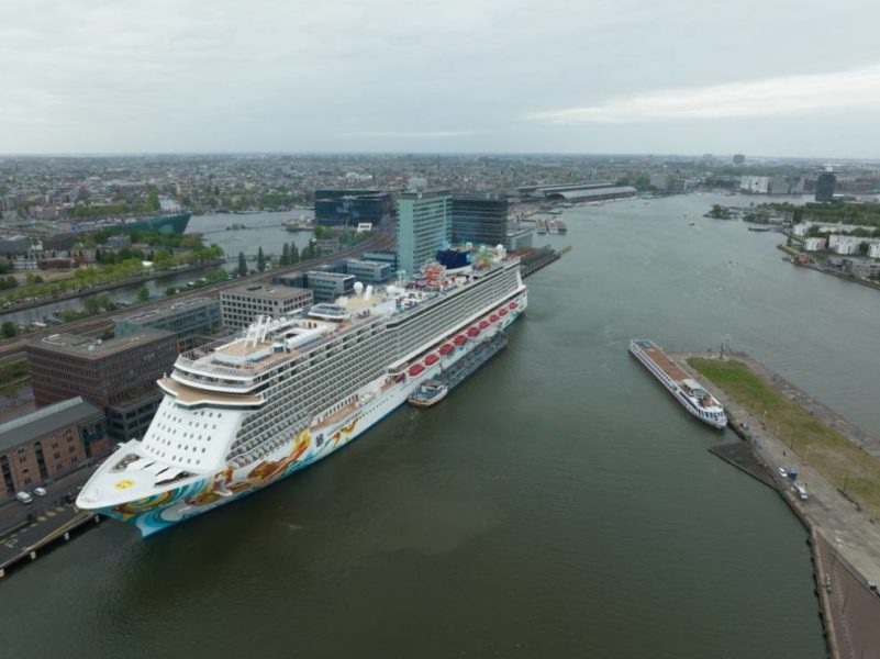 Ariel picture of docked Cruise Ship