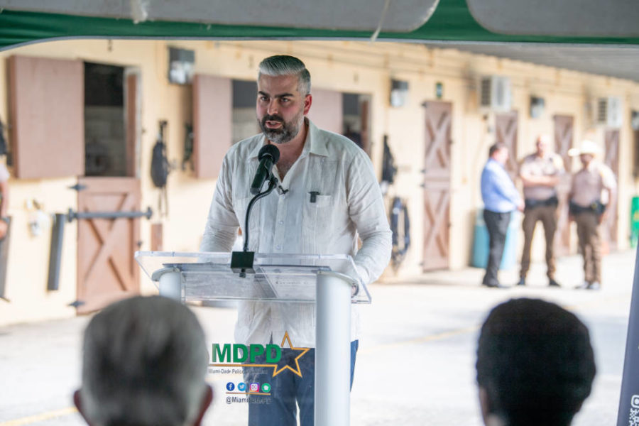 Vice Chairman Anthony Rodriguez speaking at the Tropical Park Equestrian Center