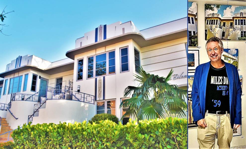 Steve Wright con sus exhibiciones y edificio comercial.