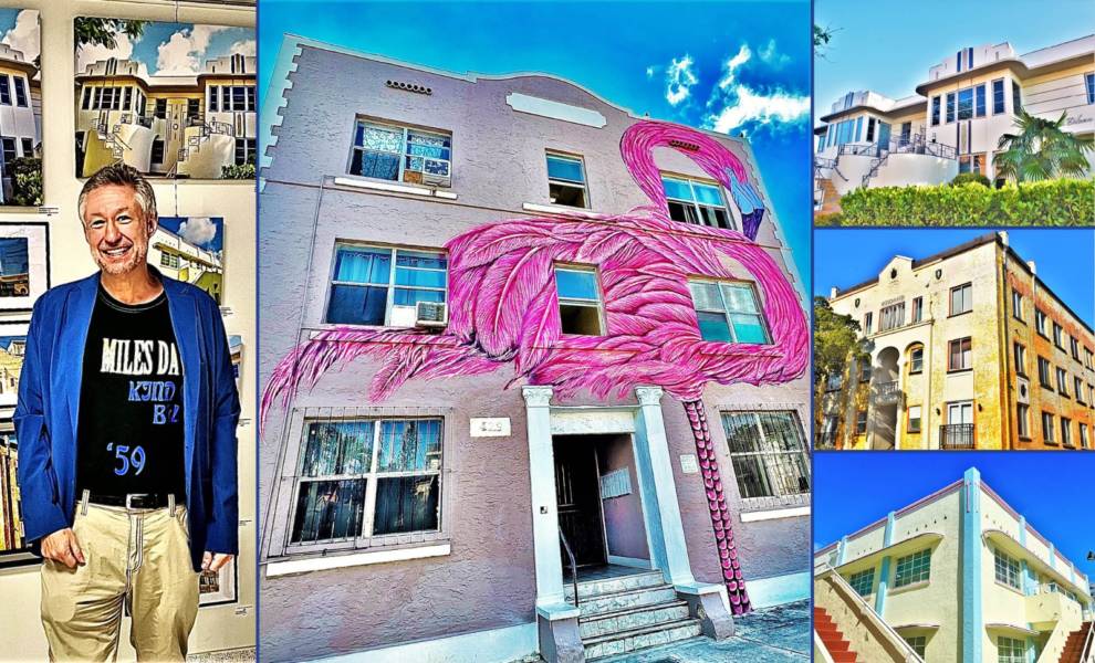 Steve wright with his exhibit about old commercial and residential building