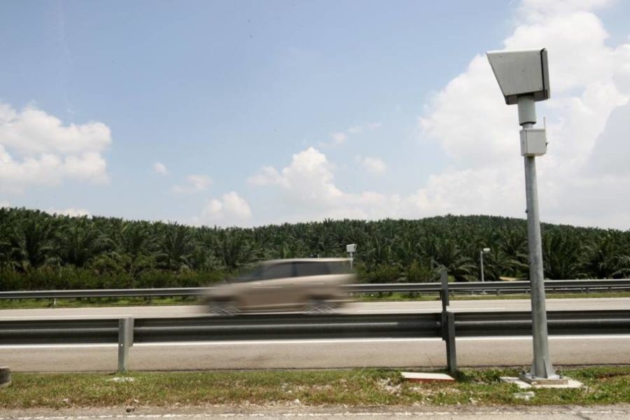 A car speeding in a school zone
