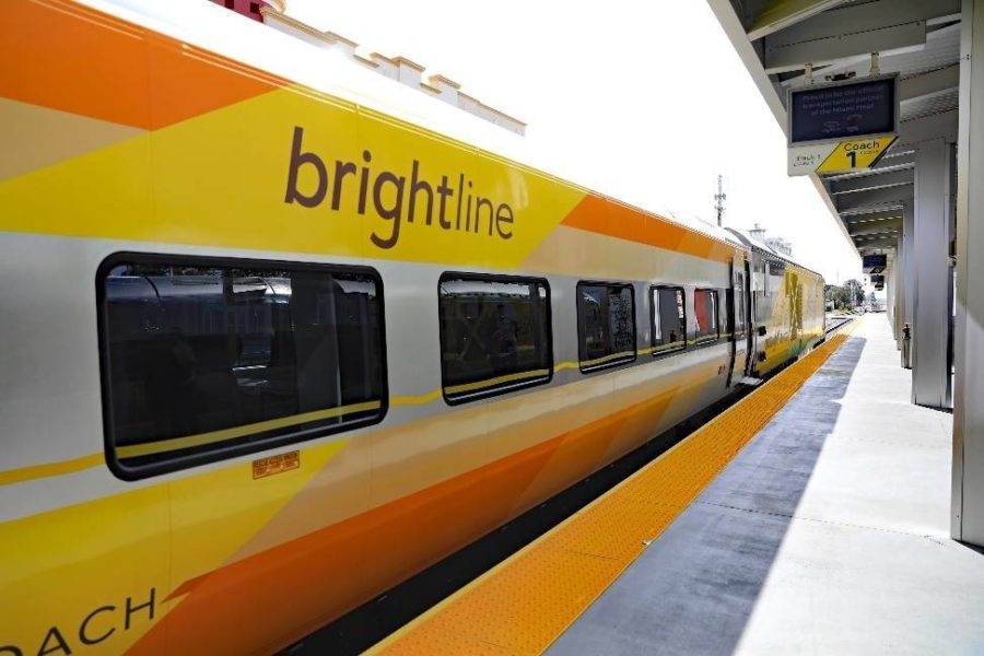 A Brightline train