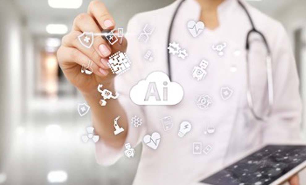 Ilustración de la tecnología médica moderna de IA (Inteligencia Artificial).