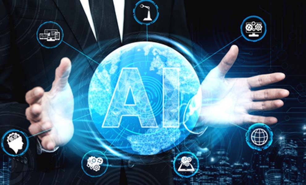 Concepto de Inteligencia Artificial en un globo.