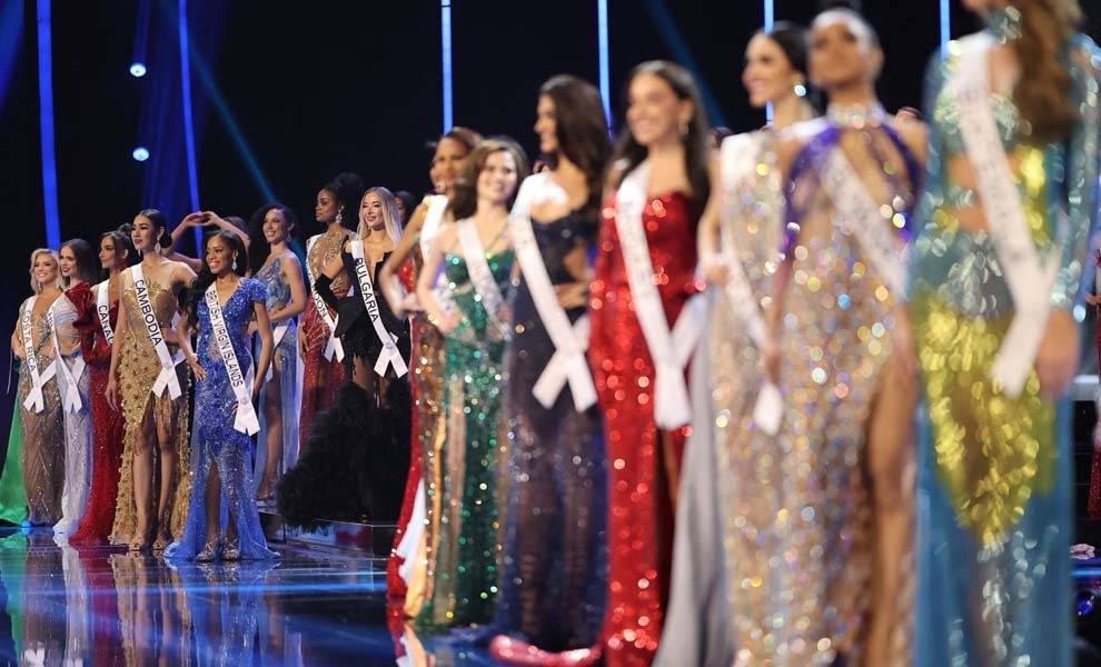 Miss USA contestants on stage at the pageant, showcasing their beauty, poise, and confidence.