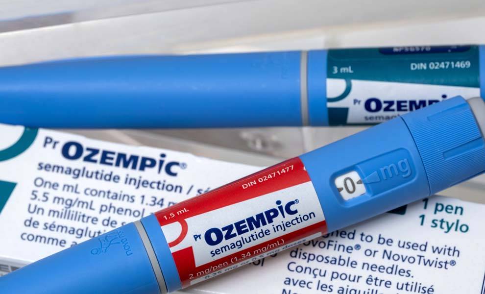 Ozempic drug bottle with packaging.