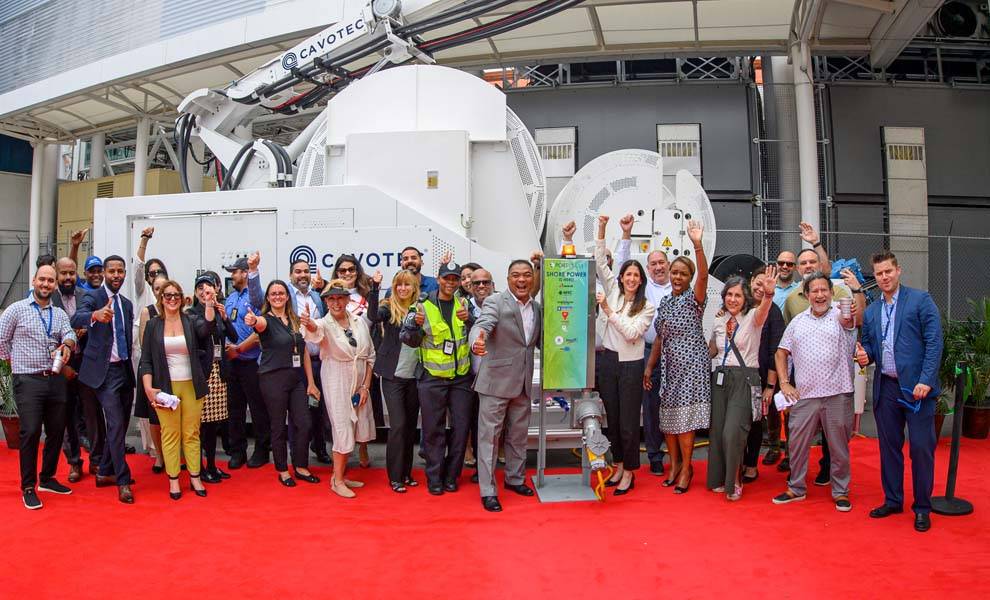 Group at launch party for shore power.