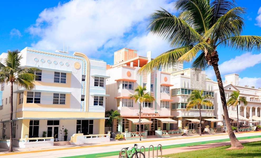 Arquitectura Art Déco en Miami Beach.