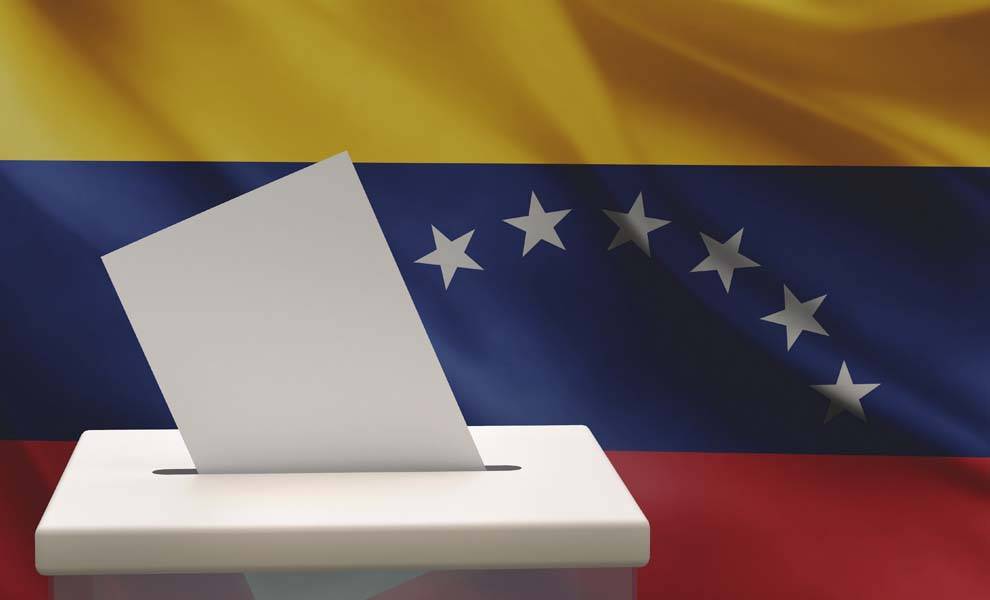 Venezuelan flag with voting box.