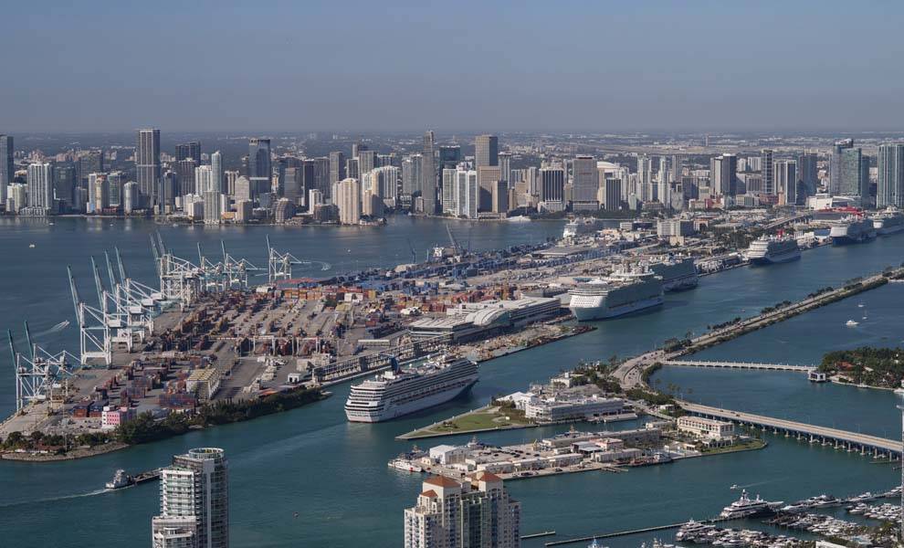 Arial view of PortMiami.