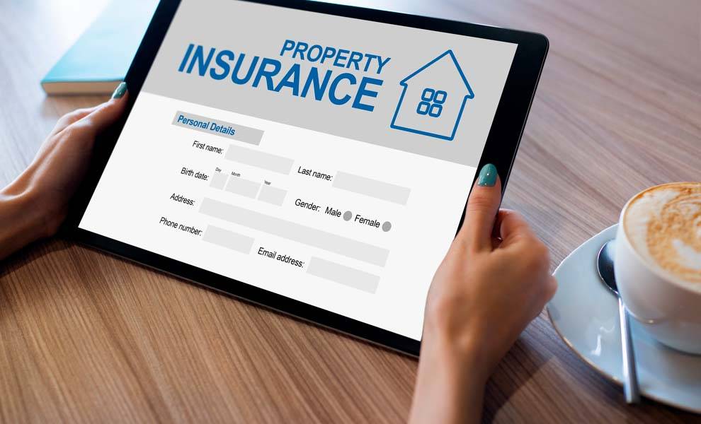 Image depicting property insurance options on a tablet.