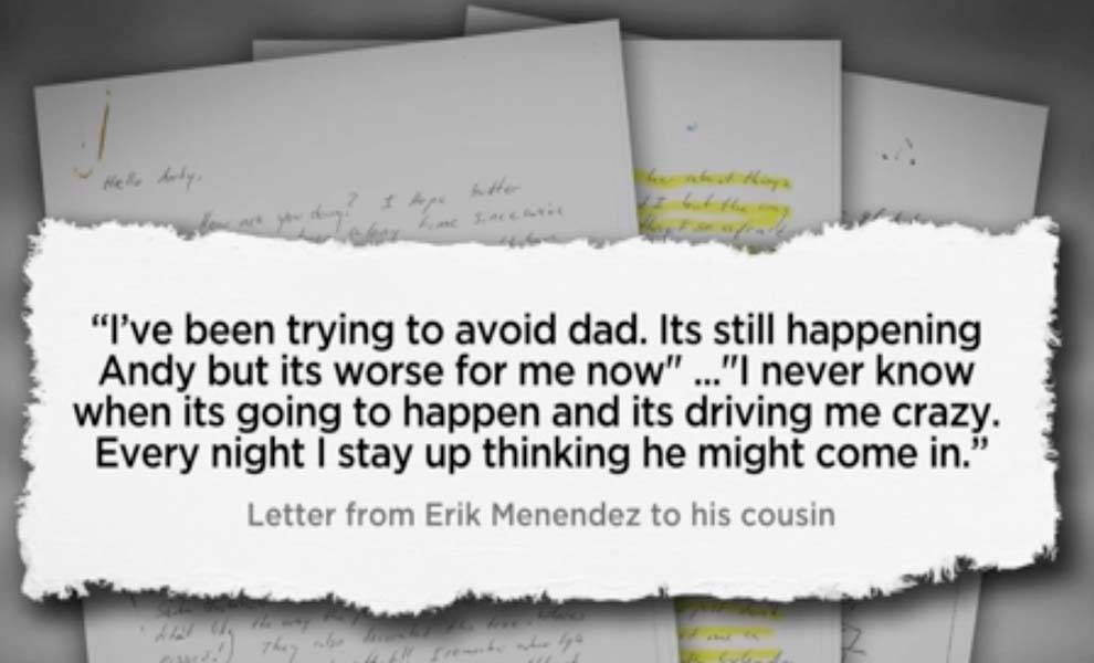 An excerpt from a letter from Erik Menendez to his cousin.