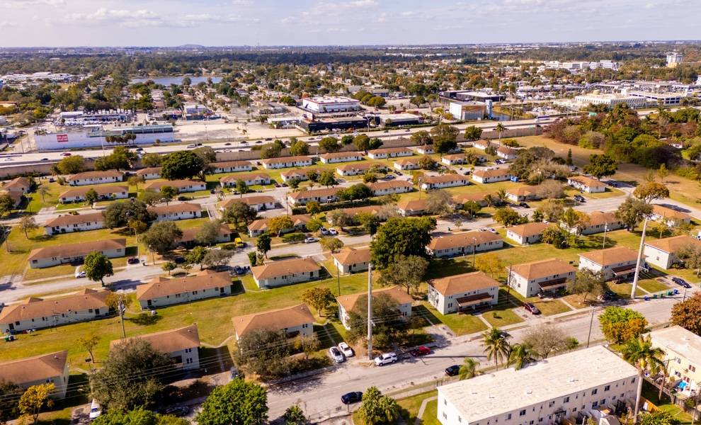 Vista aérea del barrio Little River de Miami.