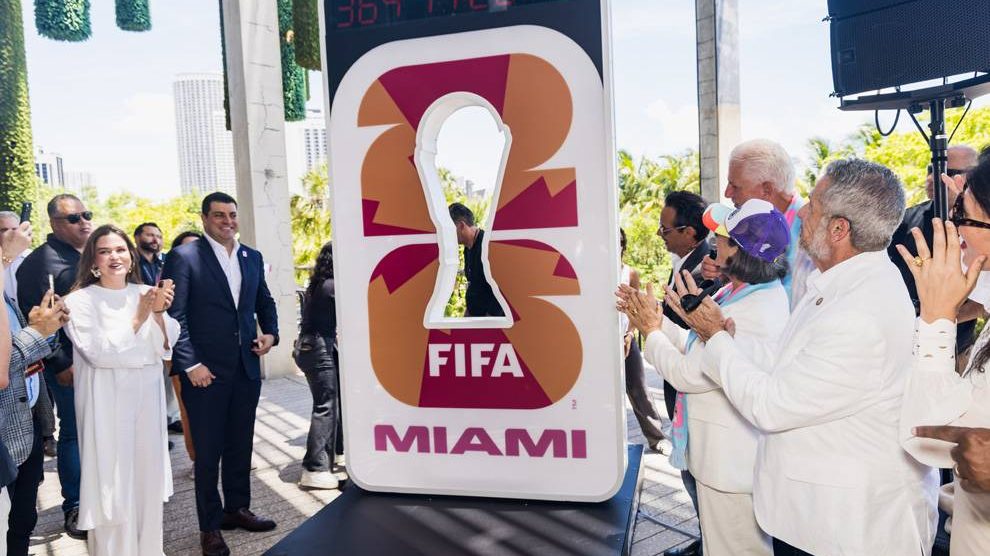 A group of people at the FIFA World Cup 2026 Countdown celebration.