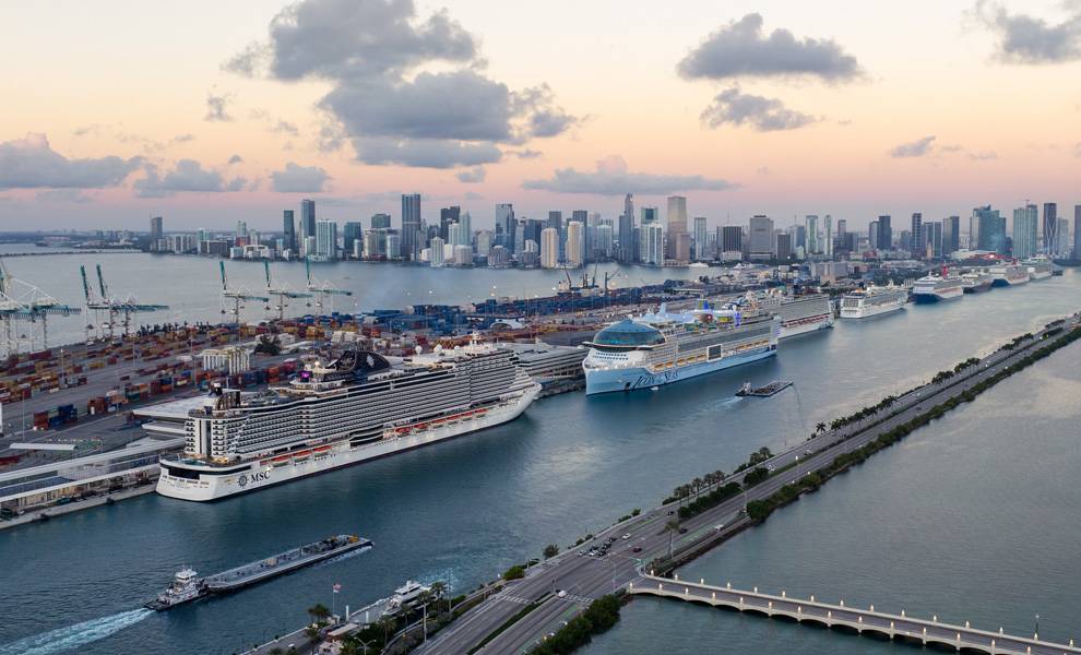 Cruise ships at PortMiami.