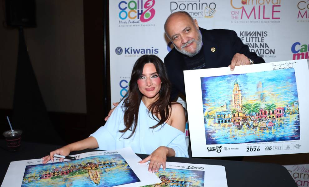 Poster named “Llegamos Bailando,” by acclaimed Nicaraguan-American artist Maria Fernanda Vogel.