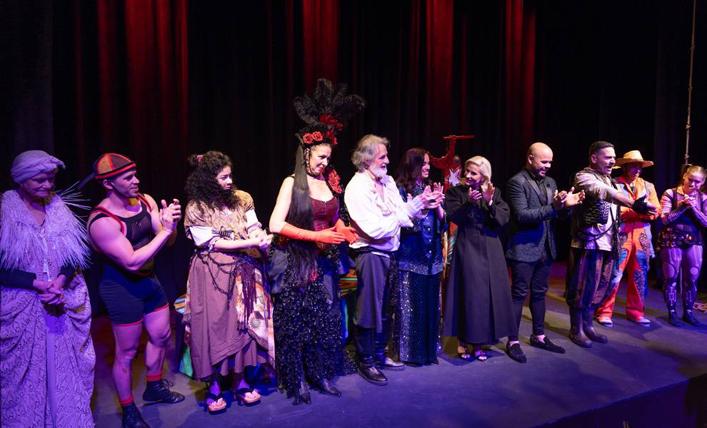 Performers on stage at the opening of Teatro Miami.