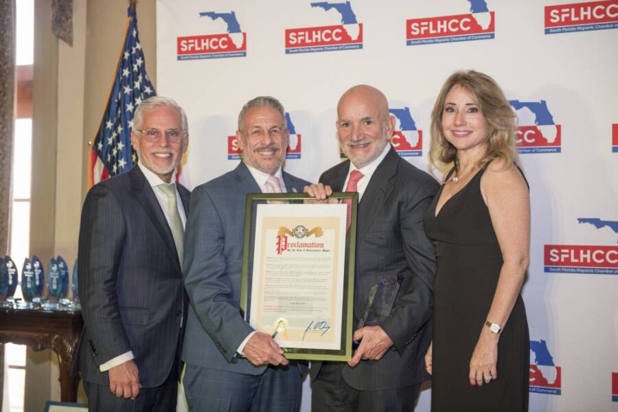 Felipe Basulto, Hon. Mayor Jose 'Pepe' Diaz, Carlos Migoya, and Liliam M. Lopez