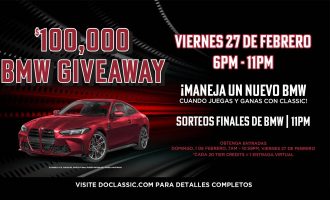 Folleto promocional de un sorteo de un BMW en el Seminole Classic Casino.